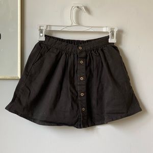Rylee + Cru girls soft black cotton, gathered, button detail skirt